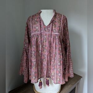 Kitcsh & Pop Edition Pink Paisley Boho Blouse